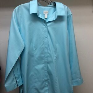 Chico’s Tunic Blouse, turquoise in color, size 1